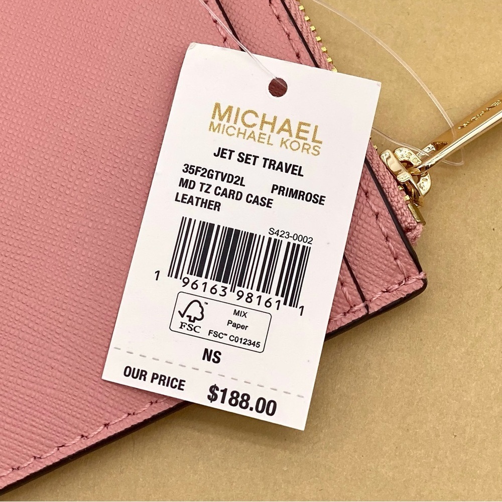 Michael Kors Medium Top Zip Card Case Wallet Coin Pouch Primrose - Picture 7 of 7